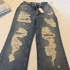 Good American Distressed Blue Denim Jeans